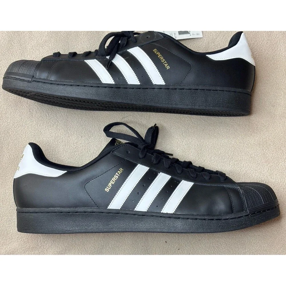 New Adidas Superstar Foundation Shoes Black White Mens Size US 20 B27140
